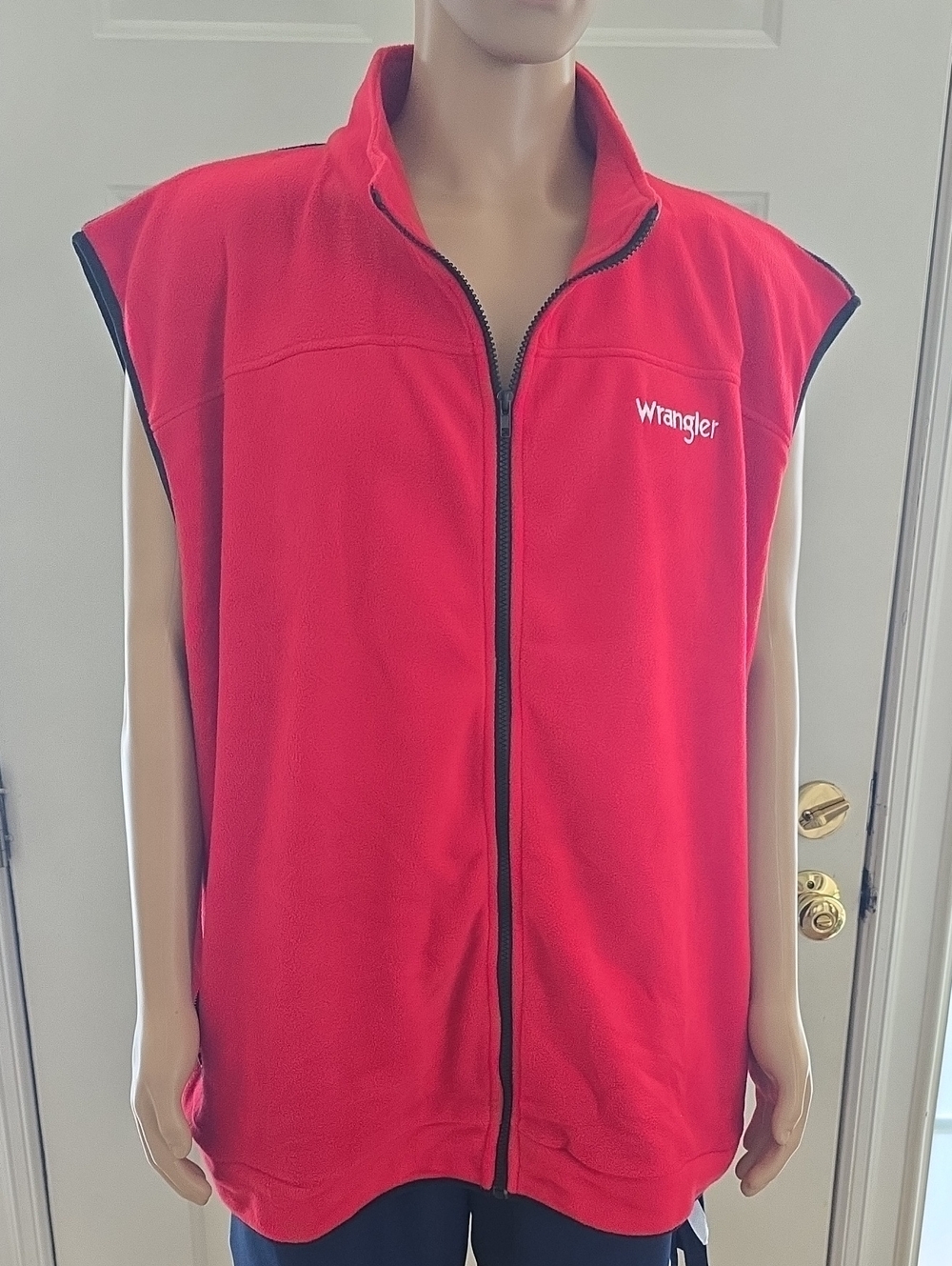 Wrangler Signature Brand Men's Big And Tall Red Sleeveless Fleece Zip Vest 4XL